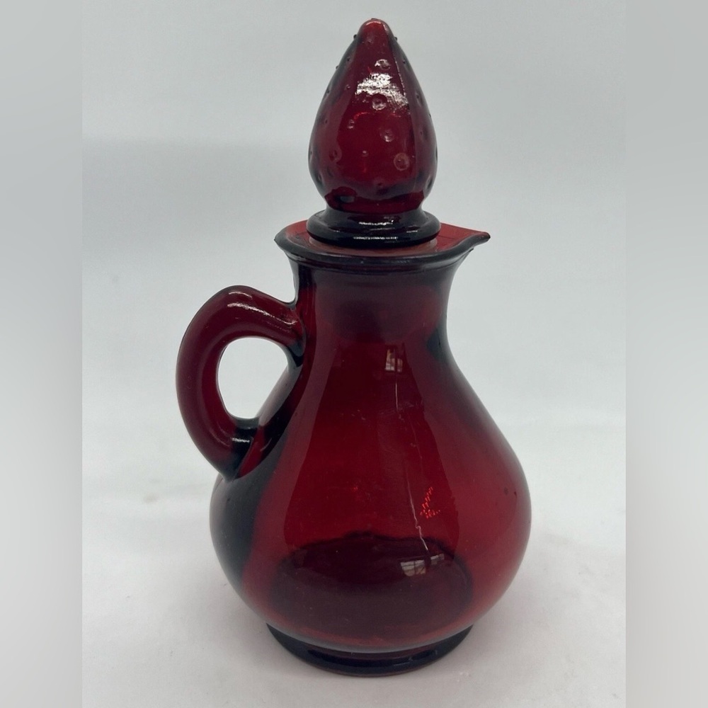 Avon Ruby Red Glass Strawberry Bath Foam Decanter Bottle (Empty)